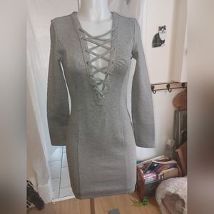Women's Grey Body Con Mini Dress